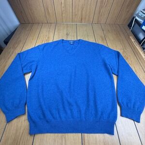 Joseph & Lyman Mens Blue 100% Cashmere V-Neck Sweater XL Pullover